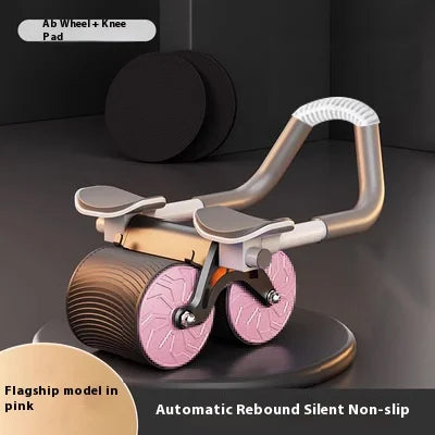 Ab Roller Wheel Abdominal Muscle Trainer 2-Wheeled Muscle Strengthening Trainer Automatic Rebound Ab Exercise Machine for Adults