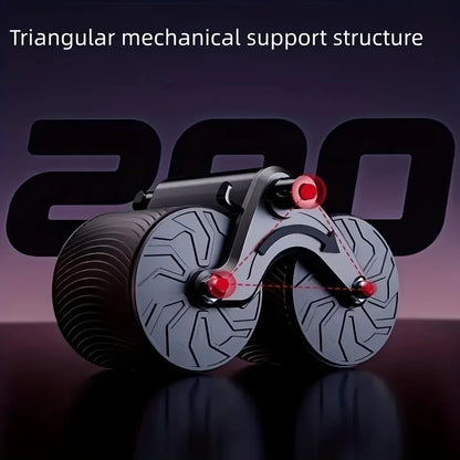 Ab Roller Wheel Abdominal Muscle Trainer 2-Wheeled Muscle Strengthening Trainer Automatic Rebound Ab Exercise Machine for Adults