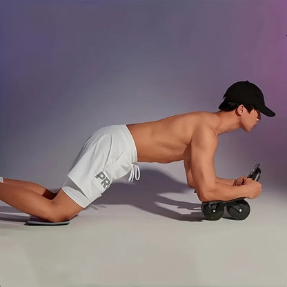 Ab Roller Wheel Abdominal Muscle Trainer 2-Wheeled Muscle Strengthening Trainer Automatic Rebound Ab Exercise Machine for Adults