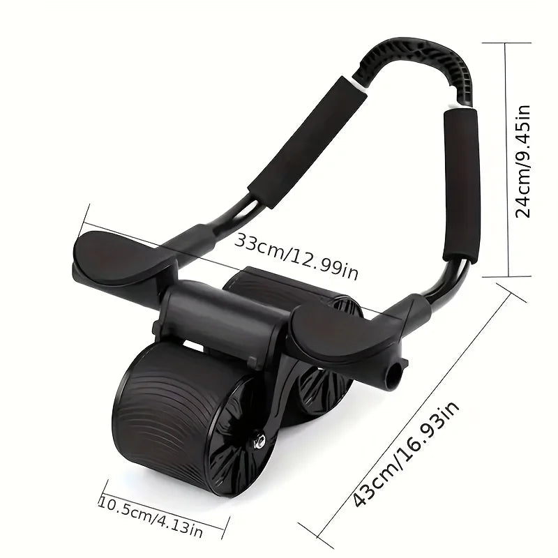 Ab Roller Wheel Abdominal Muscle Trainer 2-Wheeled Muscle Strengthening Trainer Automatic Rebound Ab Exercise Machine for Adults