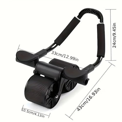Ab Roller Wheel Abdominal Muscle Trainer 2-Wheeled Muscle Strengthening Trainer Automatic Rebound Ab Exercise Machine for Adults
